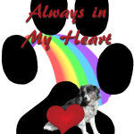 Pet Memorials - Digital Dog Paw Print with Rainbow and Small Heart Memorial
