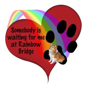 Digital Rainbow Bridge plus Heart with Dog Paw Print Memorial with Paw Print Memorial